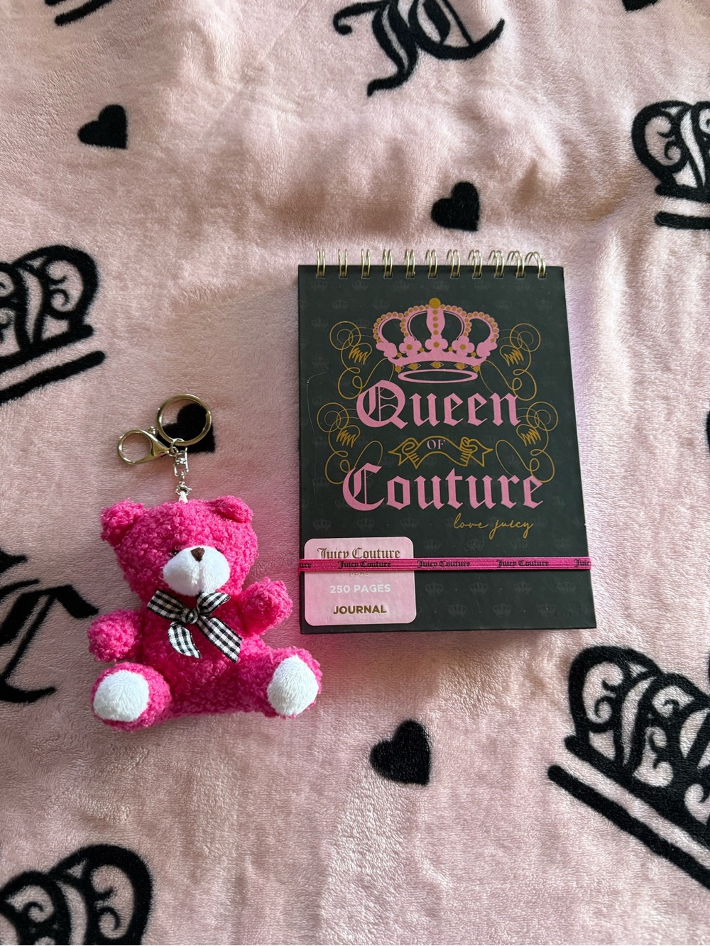 JUICY COUTURE 250 Pages Journal W Lil Teddy Bear Key Fob Charm